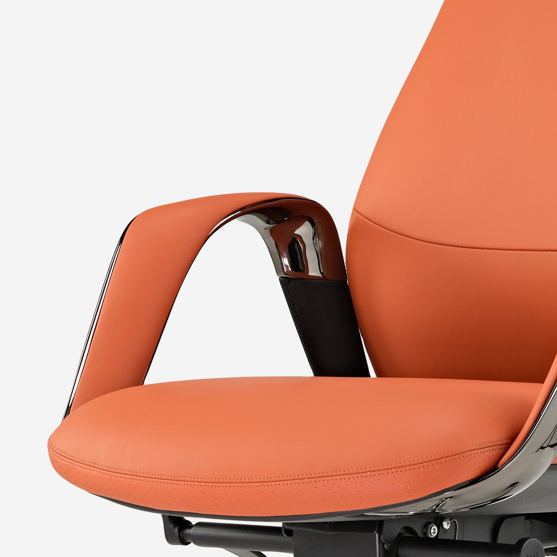 Executive Office Chair Luxury Napa Leather, Orange, Padded Cushion and Elegant Armrests