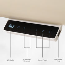 Eureka Ergonomic Opal Oval Executive Standing Desk Control Panel With Led Display, Memory Presets, and Usb Charging Ports.