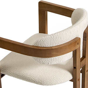 Elle Boucle Dining Chairs Set of 2, Walnut/Black