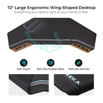 Eureka Ergonomic 72 Wing-Shaped Desk: Black Ergonomic Desk With Soft Touch, Non-Slip Base and Stitching.