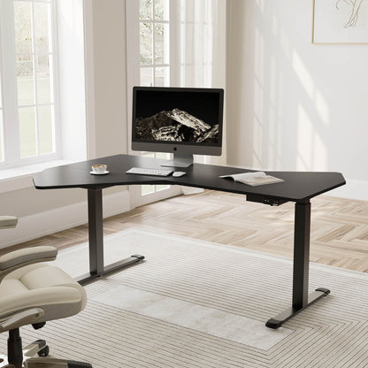 70'' Irregular Electric Standing Desk, Black-colored