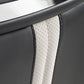 Royal II Office Chair Detail: Black and Cream Leather With Ergonomic Design, Silver Trim.