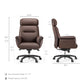Royal Executive Office Chair Dimensions: Height, Width, and Depth Measurements, Brown Leather With Ergonomic Design.