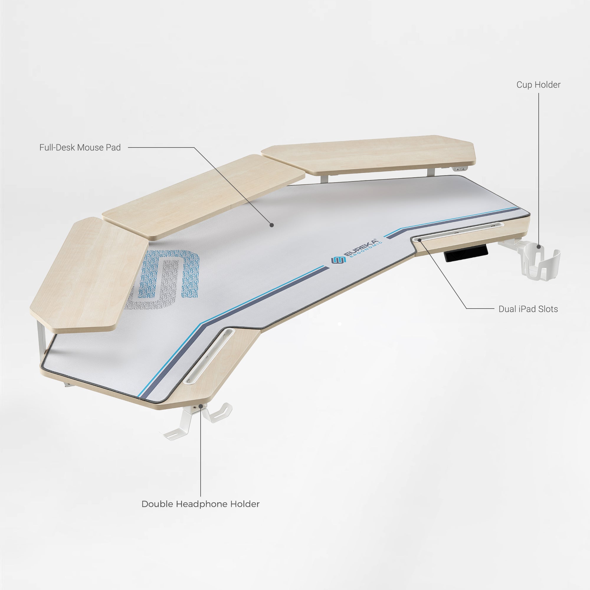 Eureka Ergonomic 63'' Wing Shaped Standing Desk with monitor shelves