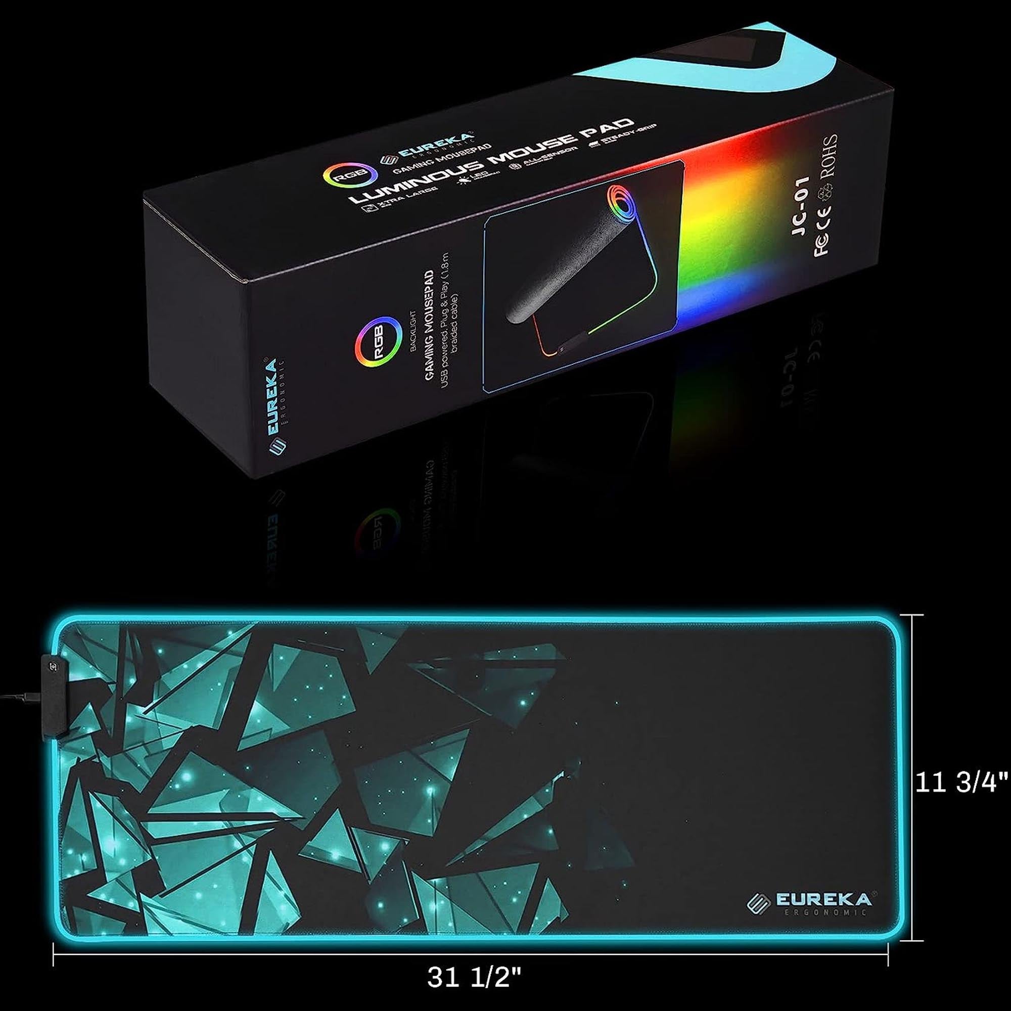 Large RGB LED Glowing Gaming Mousepad XXL, CE Certificate Custom