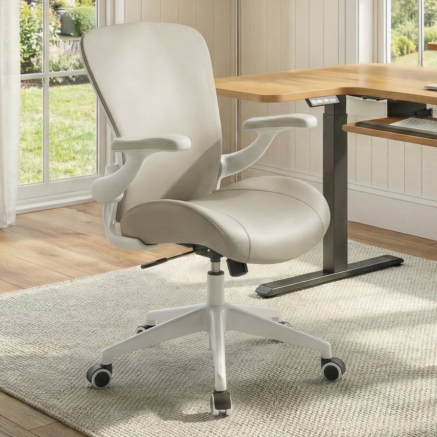 Stay comfortable all day with the White-Grey Vera Ergonomic Office Chair—adjustable support and sleek design for any home office.