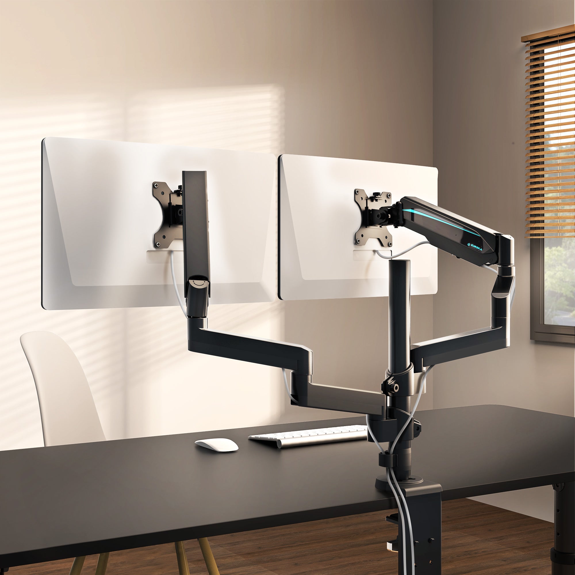 Dual Monitor Arm Fully Adjustable With 3 Section Extended Design For Office Dual Monitor Arm Fully Adjustable With 3 Section Extended Design For Office