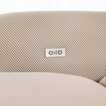 Vero Power Sleeper Sofa Detail: Light Beige Breathable Techno 3D Mesh Fabric and Control Button.