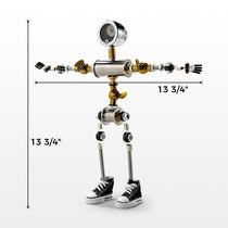 HD-19 Robot-Shaped Cyberpunk Table Lamp Decor, 13.8''H, Industrial Design, With Sneakers and Metallic Accents.