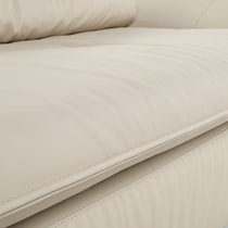 Bella Beige Napa Leather Sofa Detail, Showcasing Leather Texture and Stitching.