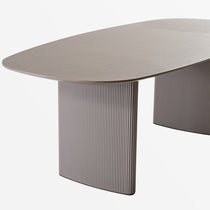 Stella 86.06 Oval Dining Table in Gray, Detail of the Tabletop and Fluted Base Design.