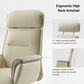 Royal Executive Office Chair With Ergonomic High Back, Beige Leather, Adjustable Headrest and Curved Back Support.