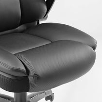 Galene Black Faux Leather Office Chair: Ergonomic Design, Perforated Seat Detail, Workspace Comfort.