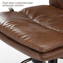 Regal Pu Leather Office Chair - Dual-Layer Cushioned Seat for Enhanced Comfort, Brown Upholstery.