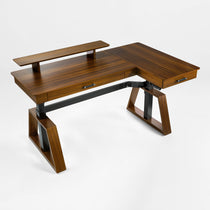 Eureka Ergonomic Ark Pro L60 L-Shaped Walnut Standing Desk With Adjustable Height and Modern Design.