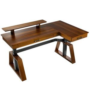 Eureka Ergonomic Ark Pro L60 L-Shaped Walnut Standing Desk With Adjustable Height and Modern Design.