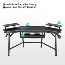 Eureka Ergonomic Aero Wing Gaming Desk - Sturdy Base Frame With Weight Capacity for Heavy Setups.