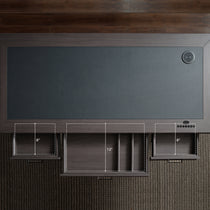 Executive Standing Desk with Three Drawers with Flexible Dividers, Leather Top and inset Qi Charger