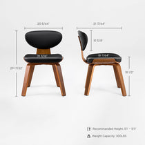 Belmar Black Leather Dining Chair Dimensions: 30 1/2 Height, 20 11/16 Seat, 19 7/8 Width, Ergonomic Dining Chair Design.