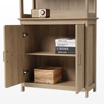 Eureka Ergonomic Ark El Oak Bookshelf With Storage Cabinet, Offering Elegant and Stylish Display and Organization.