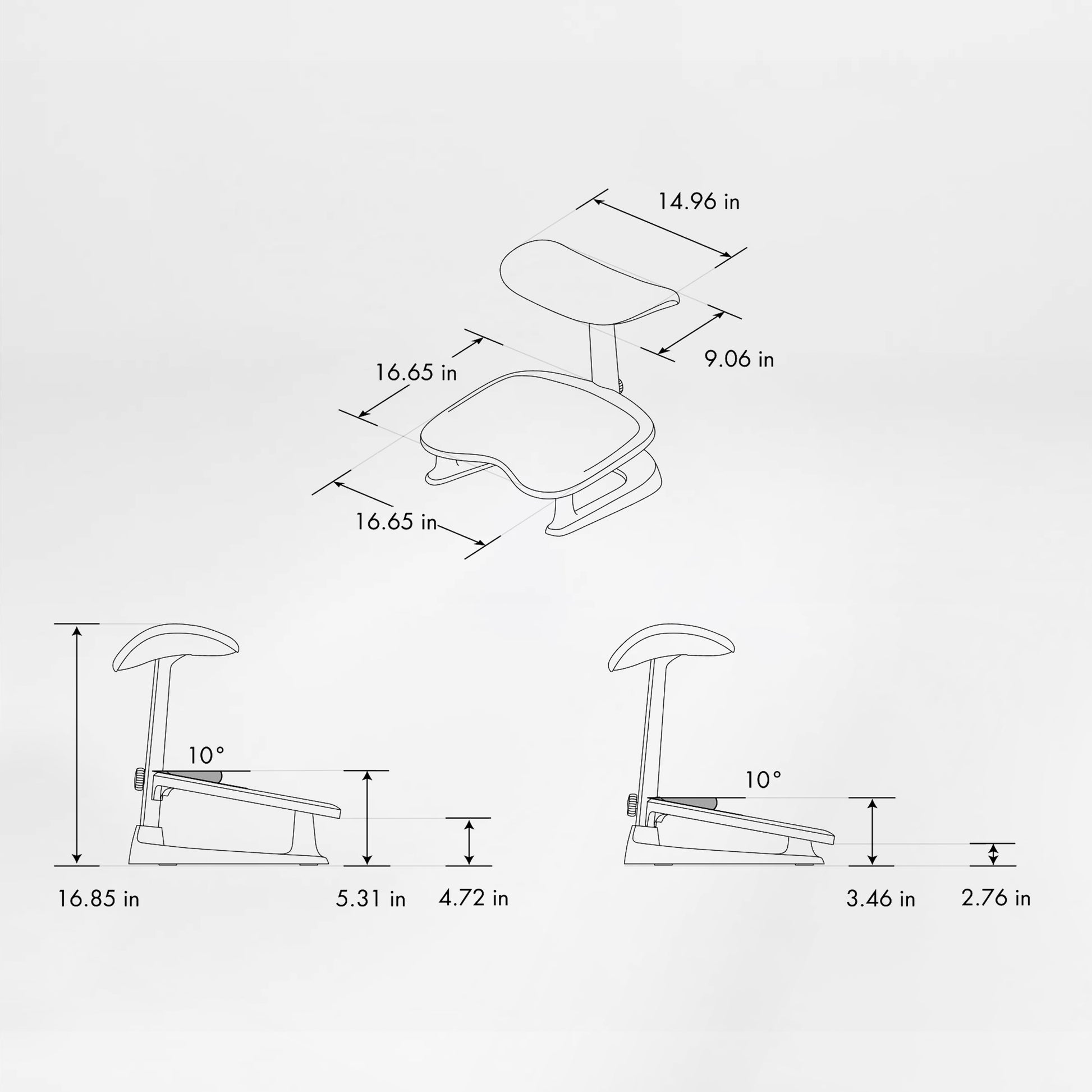 Eureka Ergonomic StepSync Footrest for LiberNovo Omni, Space Grey, dimensions