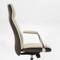 Royal Slim Executive Office Chair in Cream and Brown Leather, Ergonomic Design, Chrome Base.