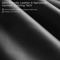 Close-Up of Faux Saddle Leather Desk Surface Detail, Featuring Skin-Friendly Material and German Tailoring.