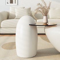 Abstract Cat Claw Coffee Table Set With Penguin Side Table, Modern White Living Room Furniture, Round Design.