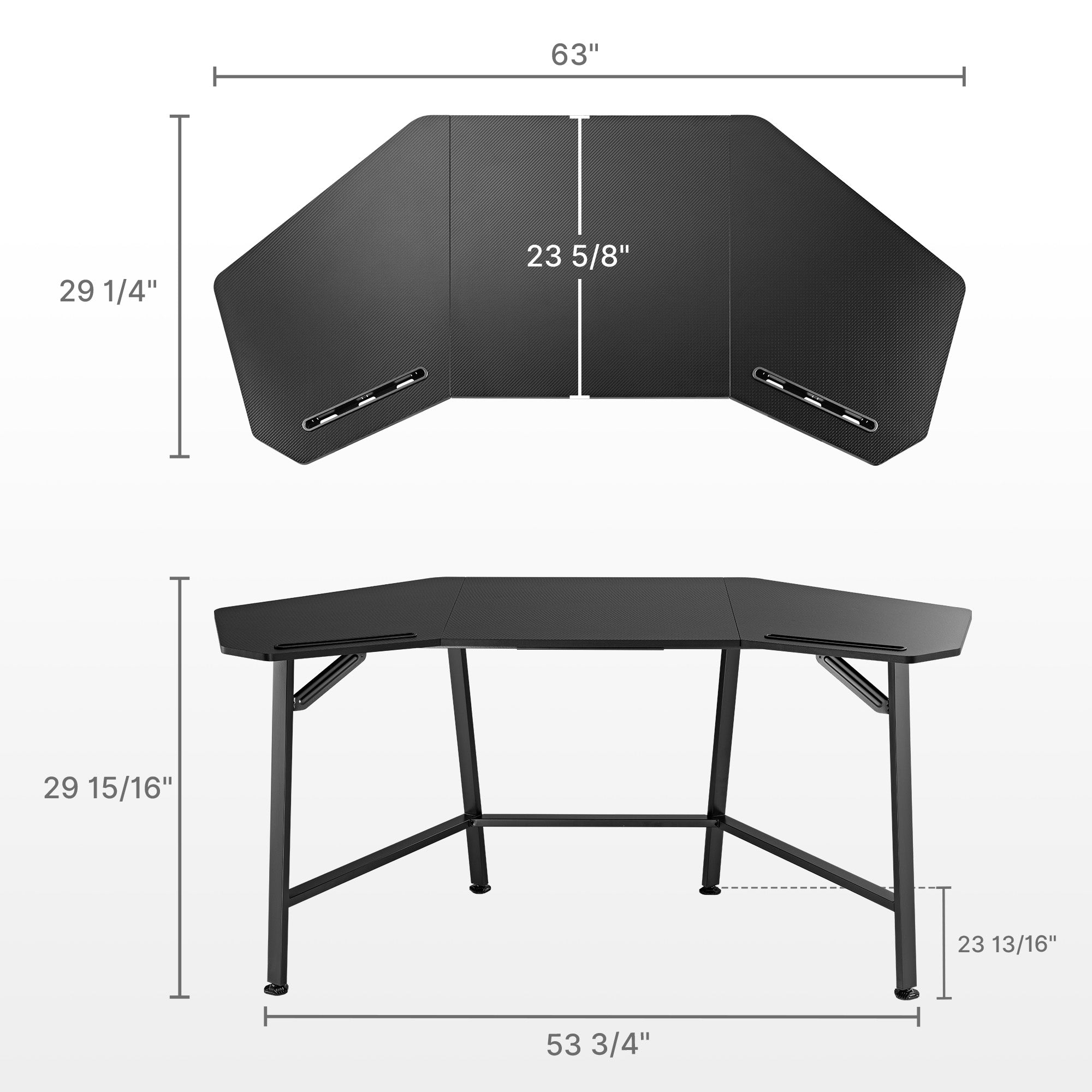 Eureka Black Large Wing-shaped Gaming Desk with Full Desk Mouse Pad