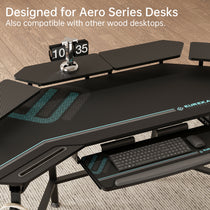 Black Eureka Ergonomic Aero Series Desk With Convertible Shelves, Maximizing Workspace and Compatible With Various Desktops.
