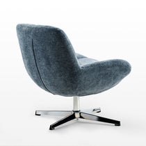 Eureka Ergonomic Henry Swivel Lounge Chair in Blue Chenille, Modern Design With 360° Rotation, Metal Base.