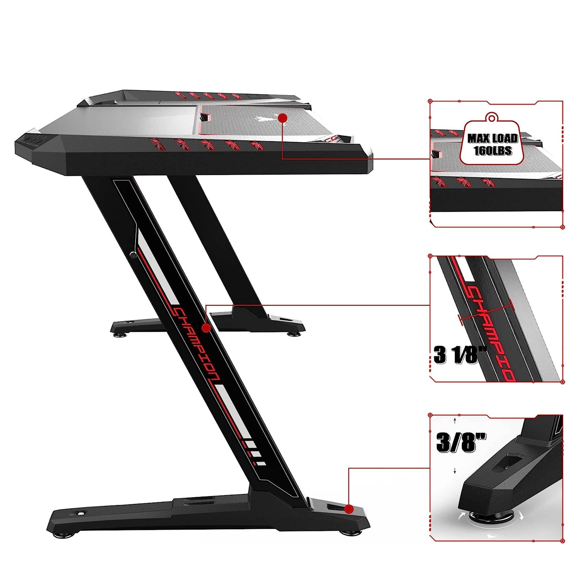 50x26 Gaming Desk with Z Shaped Legs