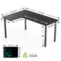 Eureka Ergonomic Black L-Shaped Office Desk With Dimensions & 200Lbs Max Weight Load.