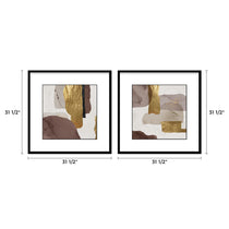 WA-02 Set of 2 Abstract Wall Art, 31.5X31.5 Inches, Gold and Brown Accents for Modern Home Decor.