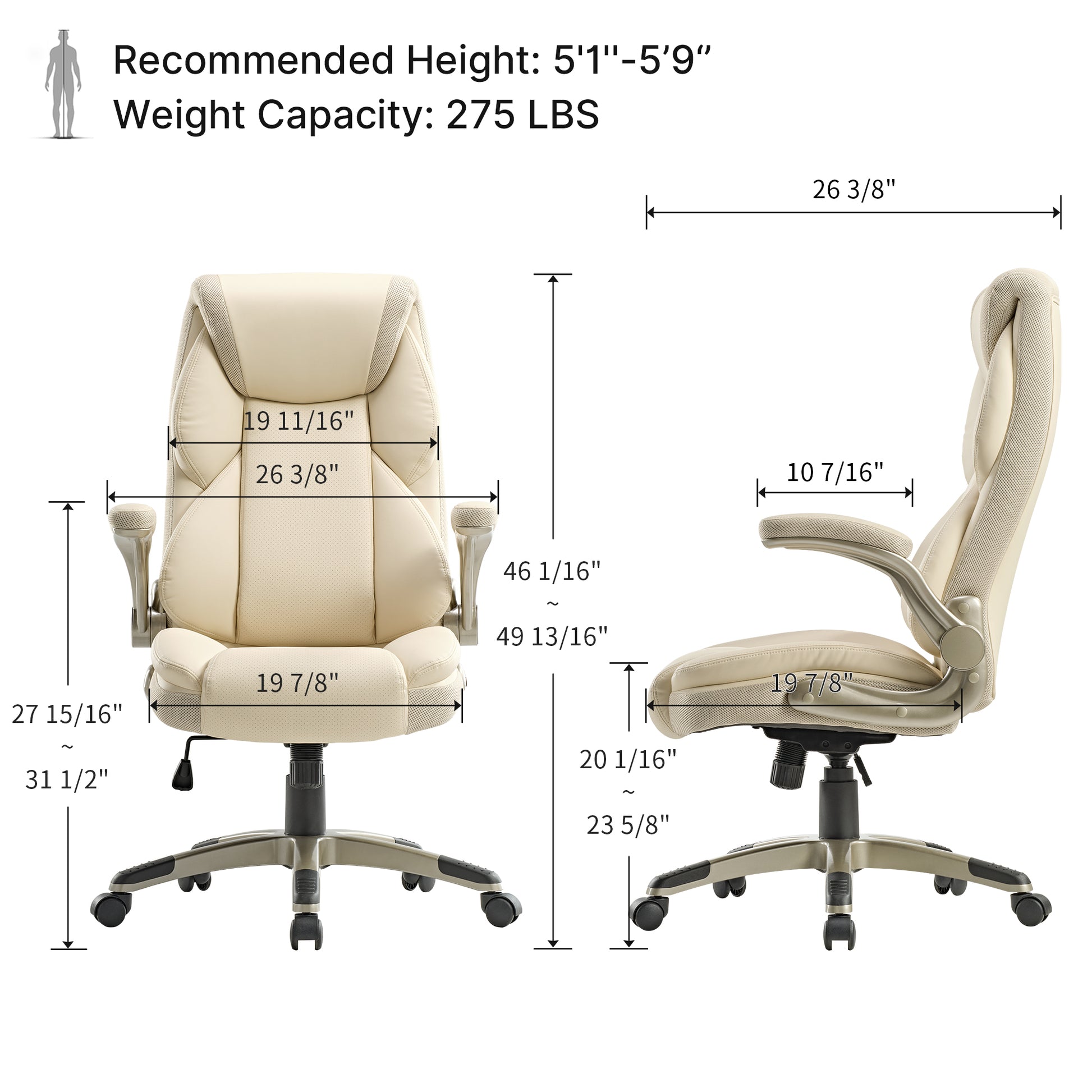 Galene, Home Office Chair, Off-White, product dimensions and specifications