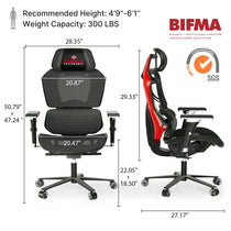 Eureka Ergonomic Typhon Hybrid Gaming Chair With Dimensions, Bifma and Iso 9001 Certified.
