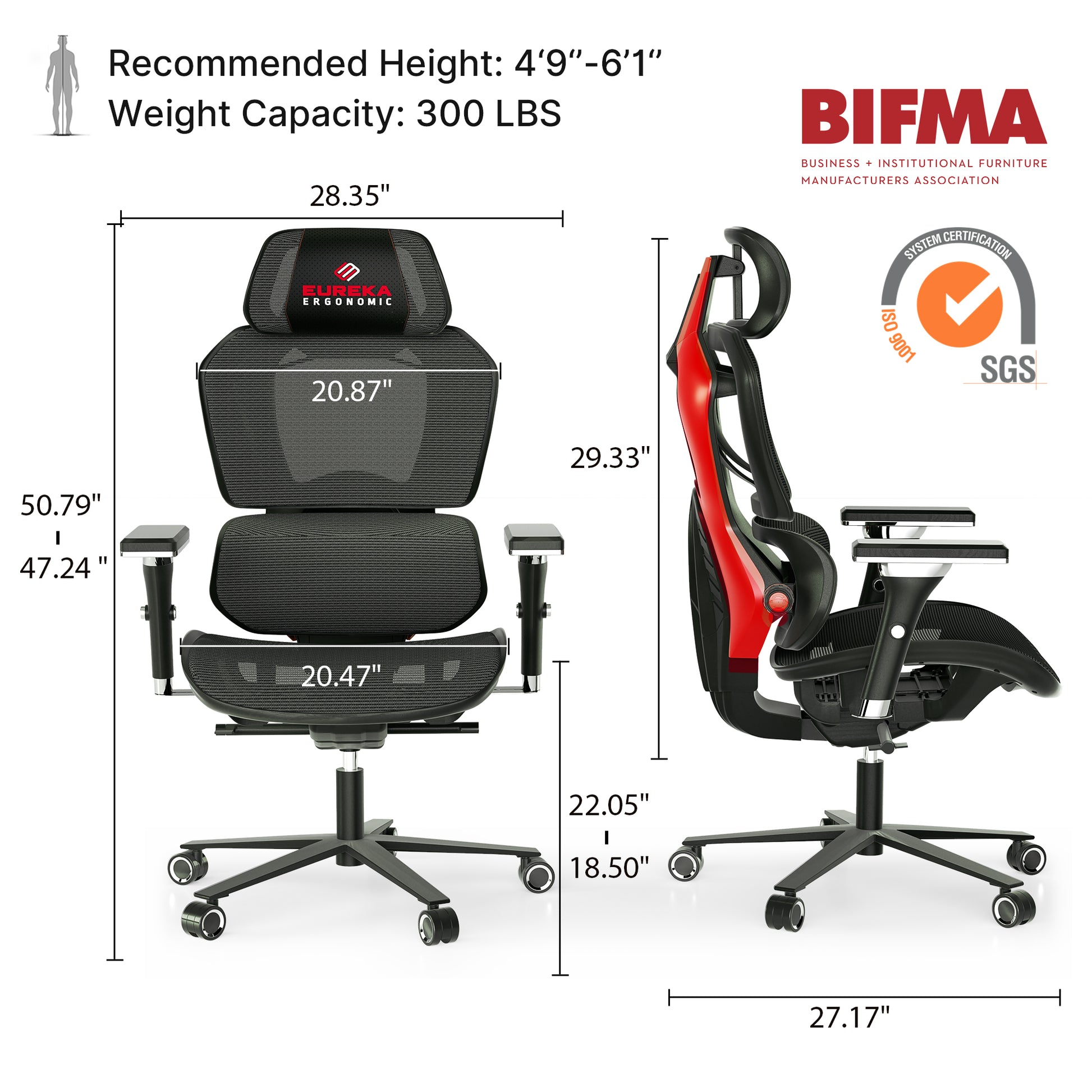 Typhon, Hybrid Ergonomic Gaming Chair, Red