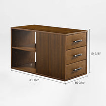 Zen Pro Executive Desk Wooden Cabinet, Brown Wood Grain Finish, Office Storage Unit With Drawers and Shelves.