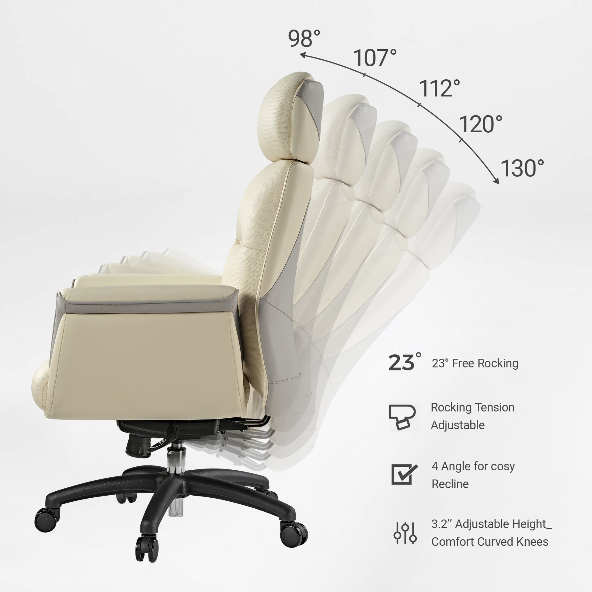 Royal Executive Office Chair Demonstrating Recline Options and Ergonomic Features for Comfort.
