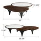 55" Modern lrregular Sintered Stone And Smoked Oak Veneer Coffee Table White jade walnut Product Dimensions