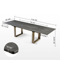 Savoy Extendable Dining Table Dimensions: Black Sintered Stone With Metal Legs, Extending to 118 Inches.
