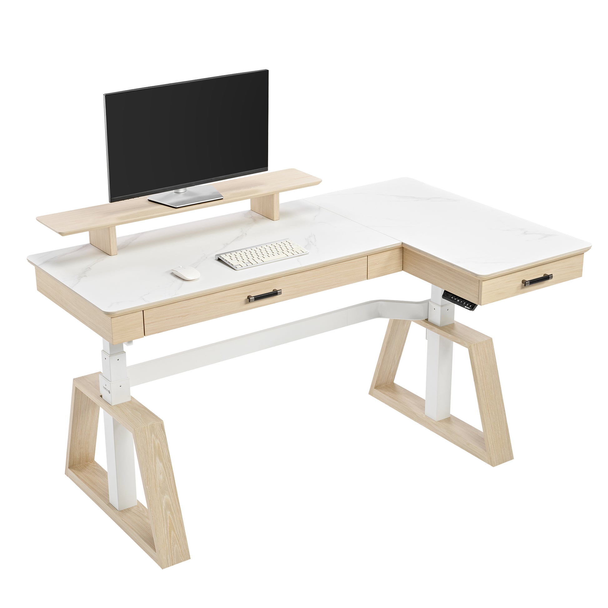 Ark L60 L Shaped Executive Slate Standing Desk White / Right Side