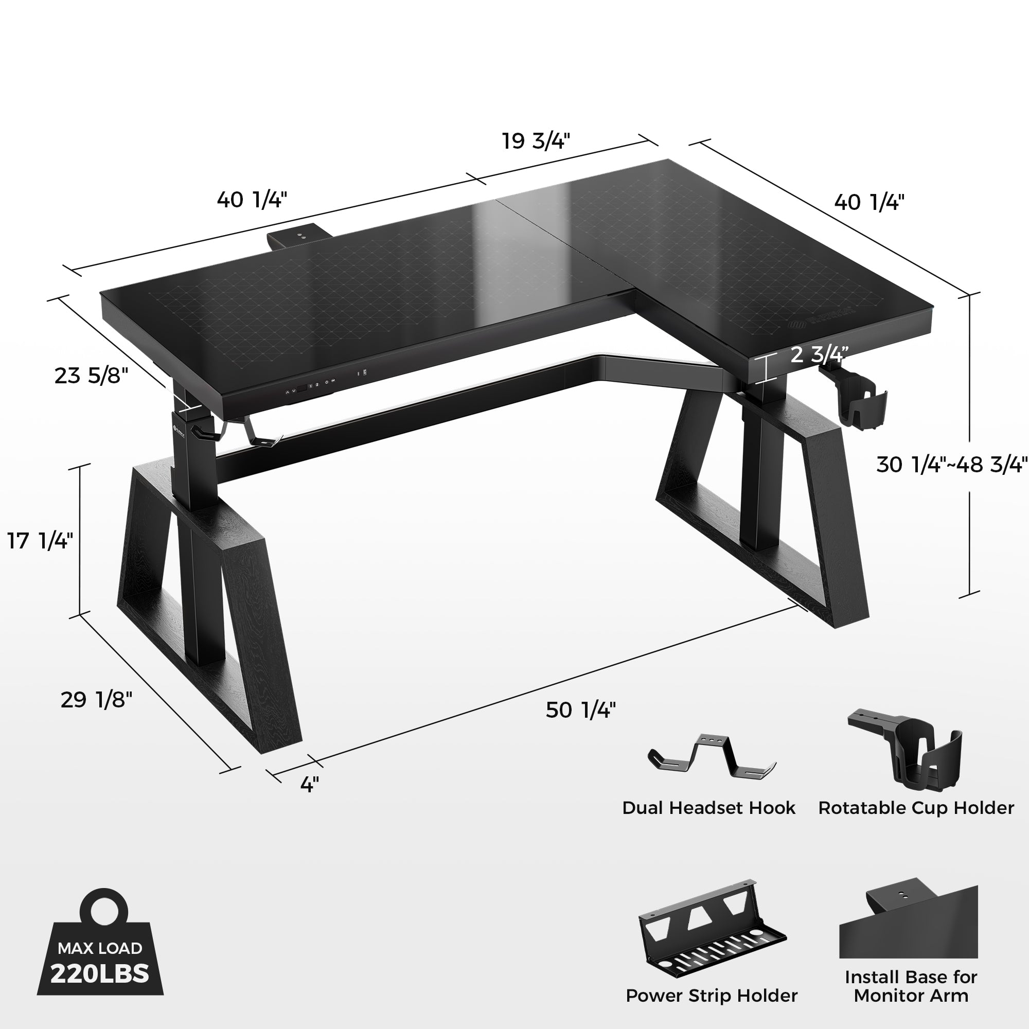 テーブル・机 Igors new desk 63'' L Shaped Gaming Standing Desk with Glass Desktop|Eureka Ergonomic