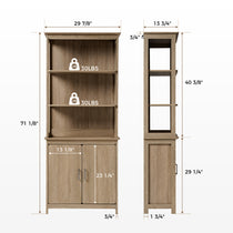 Eureka Ergonomic Ark El 71'' Oak Bookshelf With Storage Cabinet - Detailed Dimensions.