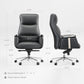 Royal II Executive Ergonomic Office Chair Dimensions in Black Leather, Ergonomic Design, and Silver Accents.