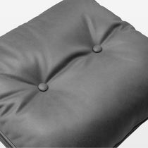 Camden Tufted Ottoman Detail, Gray Upholstery With Tufted Design, Modern Living Room Footrest.