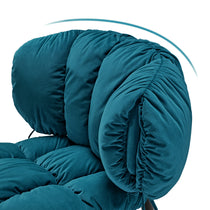 Rlesana Teal Velvet Dining Chair Detail, Petal Back Design, Luxurious Upholstery.