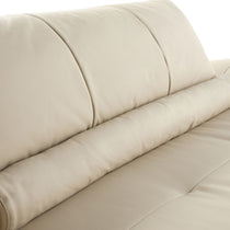 Bella Napa Leather Sofa Detail, Beige Full-Grain Leather, Ergonomic Design, Premium Seating.