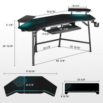 Black Eureka Ergonomic Aero Wing Desk With Dimensions; Ideal Gaming Or Office Desk.