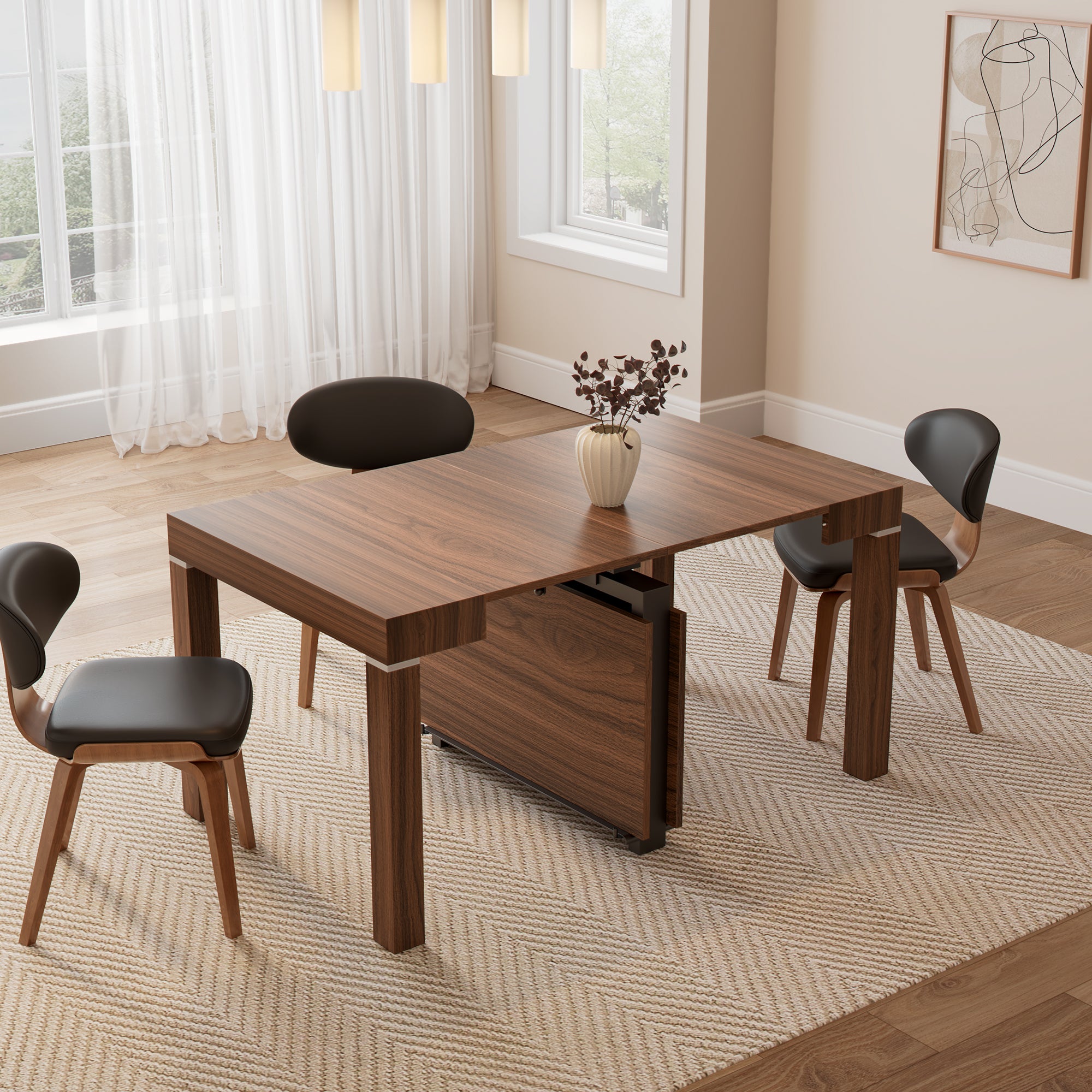 Sliding extendable dining table discount